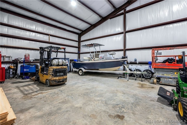 garage featuring a workshop area