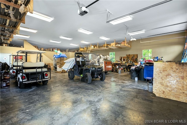 garage with a garage door opener