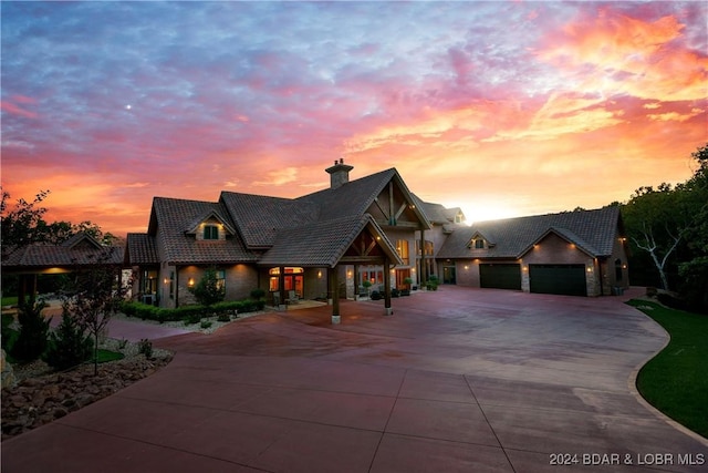 view of front of property with a garage