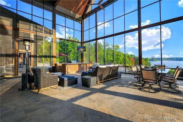 view of patio with area for grilling and an outdoor hangout area