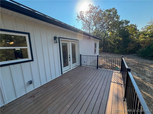 wooden deck with french doors