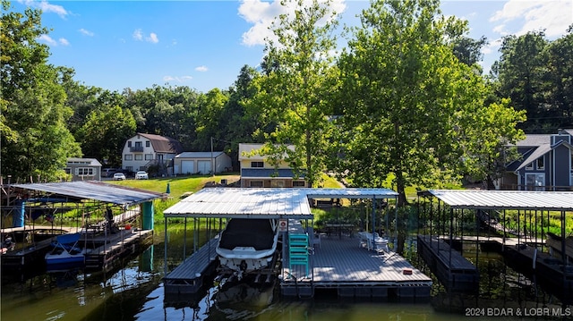 dock area featuring a water view