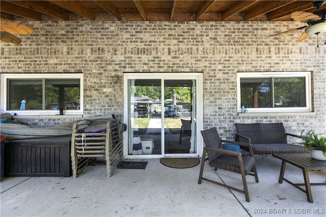 view of patio with ceiling fan