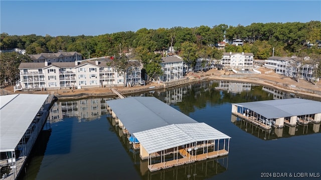 dock area with a water view