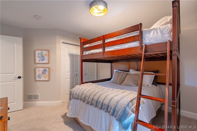 bedroom with a closet and carpet flooring