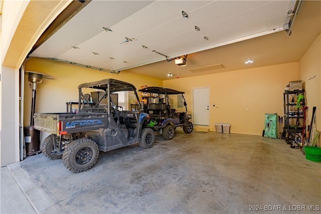 garage with a garage door opener