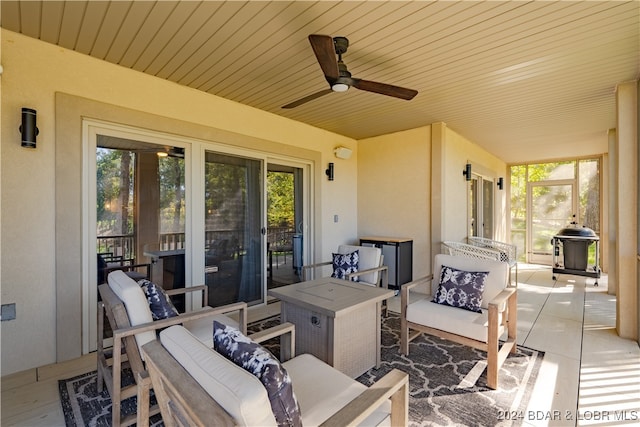 view of patio / terrace featuring outdoor lounge area and ceiling fan