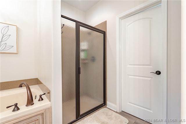 bathroom featuring plus walk in shower