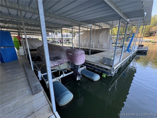 view of dock featuring a water view