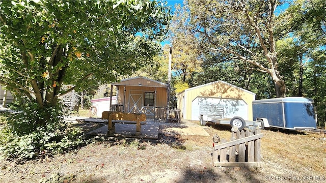 exterior space with an outbuilding