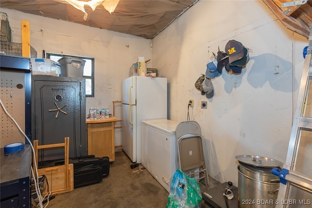 interior space with white refrigerator