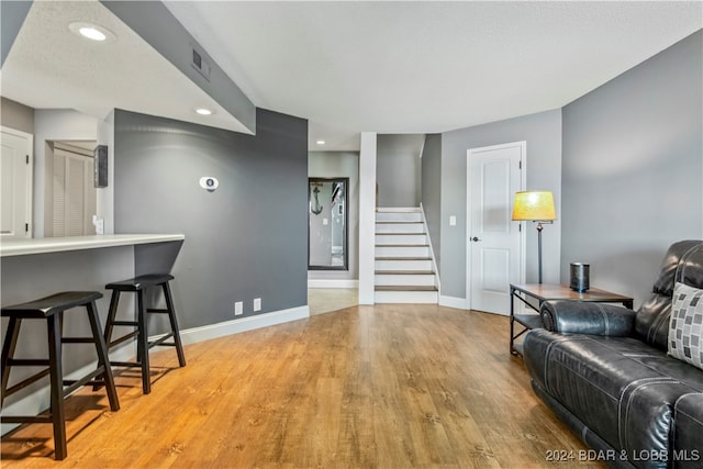 living room with light wood-type flooring