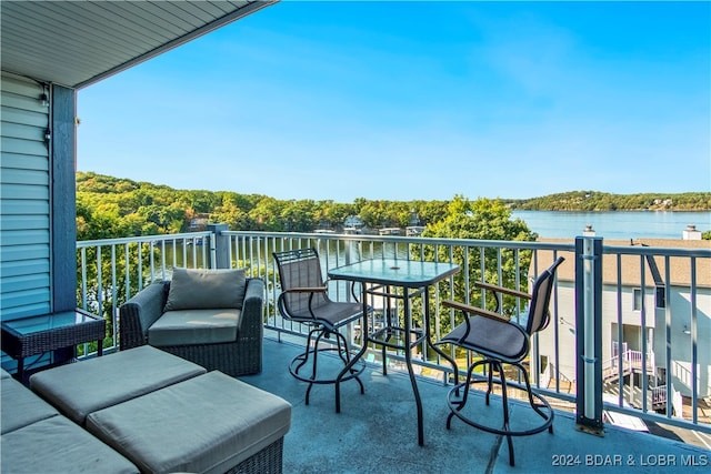 balcony with a water view