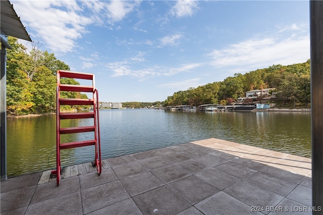 view of dock featuring a water view