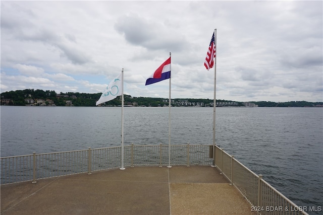 view of dock featuring a water view