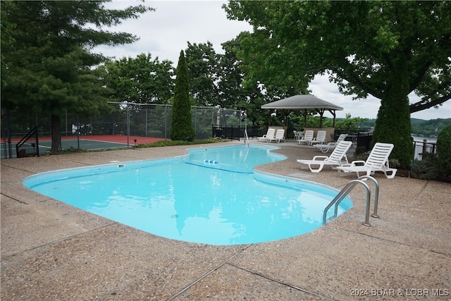 view of pool with a gazebo