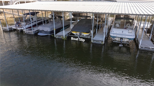 dock area featuring a water view