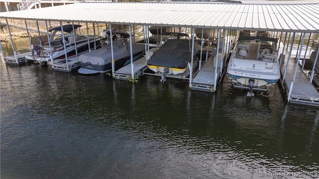 view of dock featuring a water view