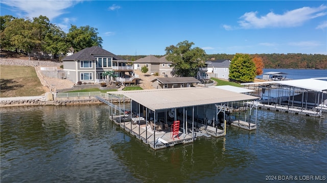 view of dock featuring a water view