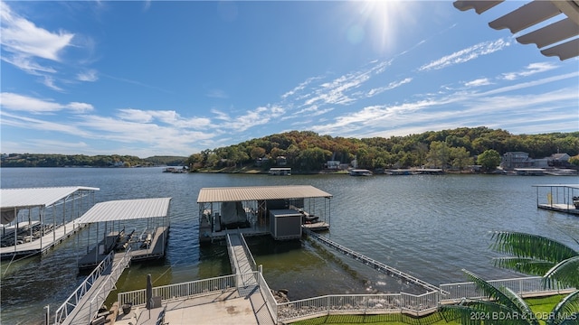 dock area featuring a water view