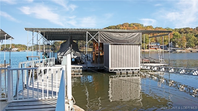 view of dock featuring a water view