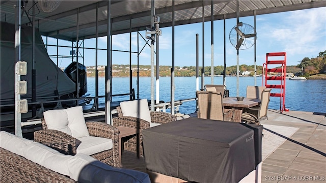 dock area featuring a water view