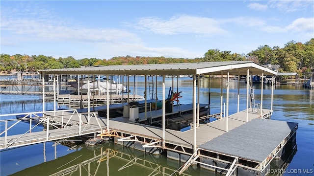 dock area featuring a water view