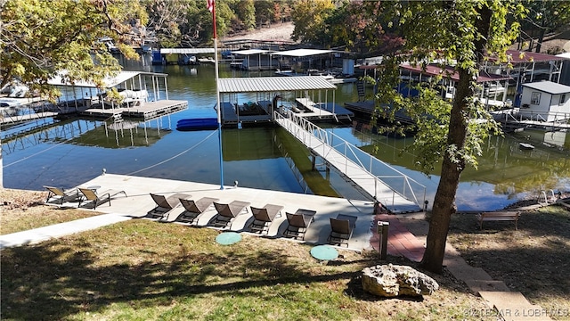 view of dock featuring a water view