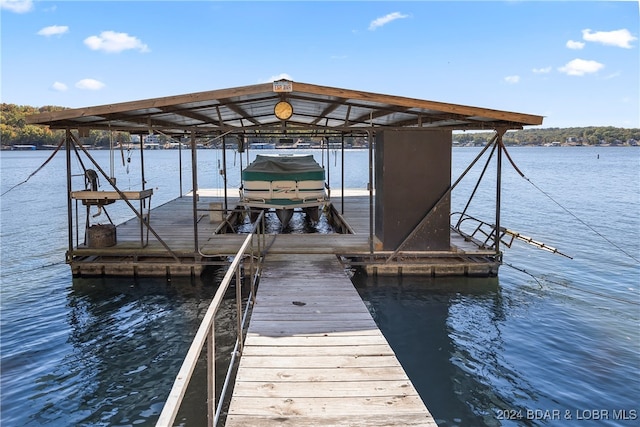 view of dock featuring a water view