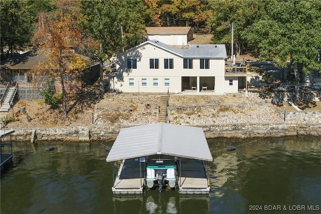 view of dock featuring a water view