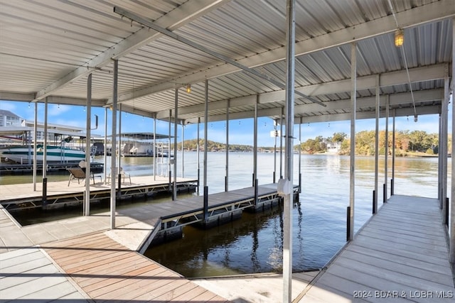 view of dock featuring a water view