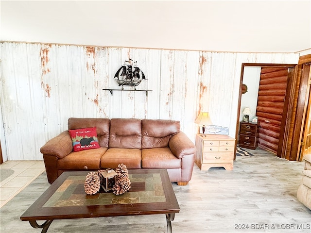 living room with light wood-style floors