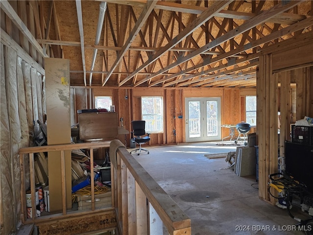 miscellaneous room with vaulted ceiling