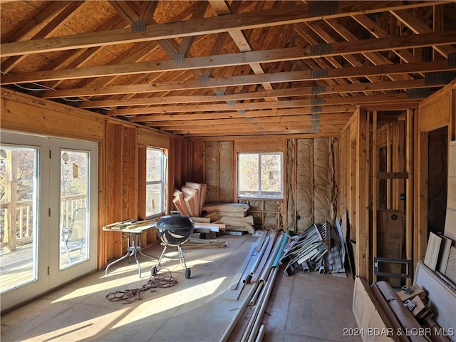 misc room with lofted ceiling