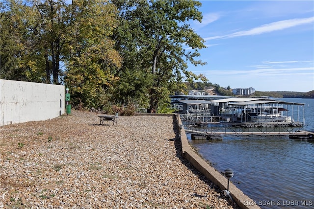 dock area featuring a water view