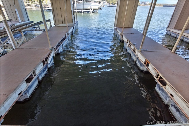 dock area featuring a water view