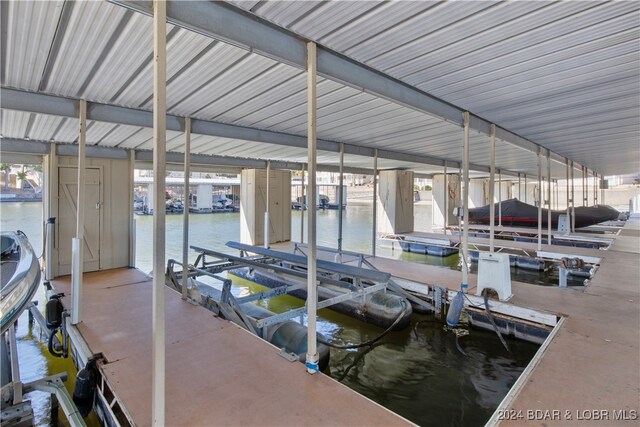 view of dock featuring a water view