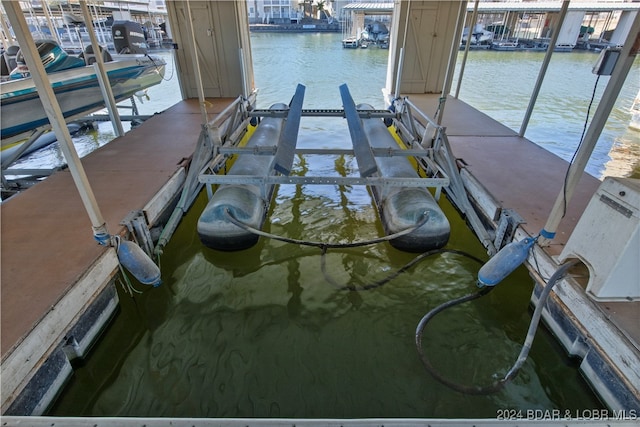 view of dock featuring a water view