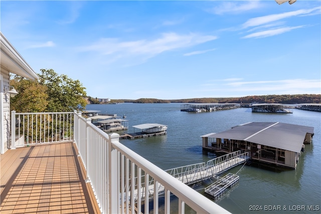 dock area featuring a water view