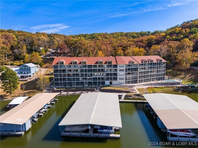 view of dock featuring a water view