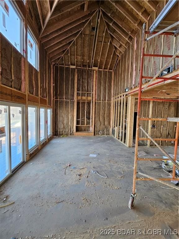 miscellaneous room with a healthy amount of sunlight and vaulted ceiling