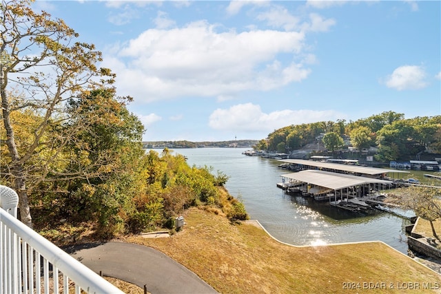 view of dock featuring a water view