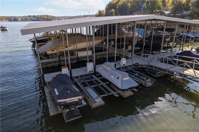 dock area featuring a water view