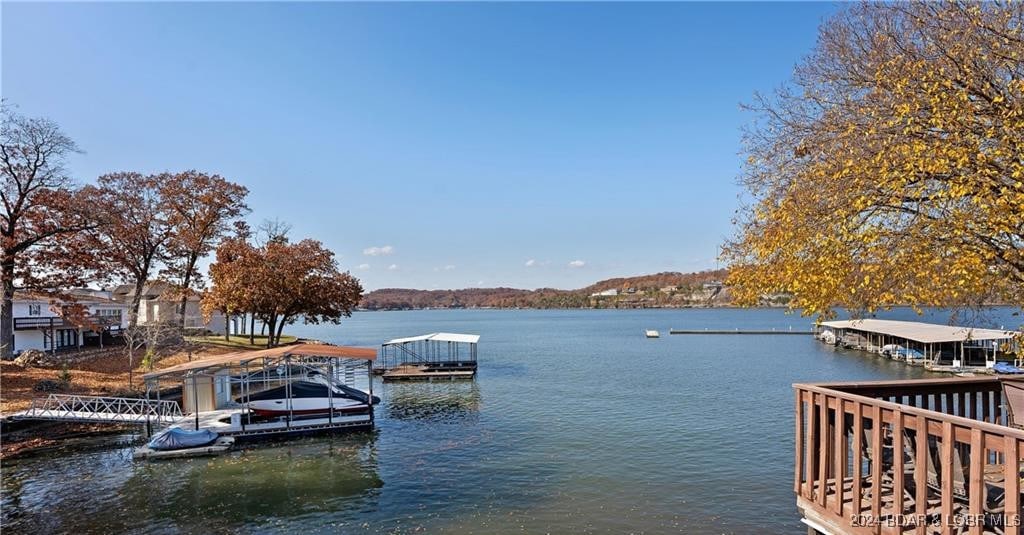 dock area featuring a water view