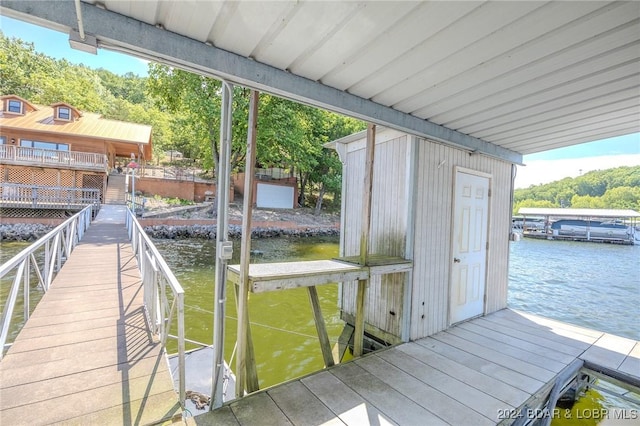 view of dock featuring a water view