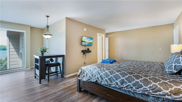 bedroom with hardwood / wood-style floors