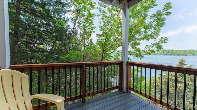 deck with a water view