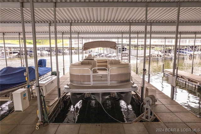 dock area with a water view