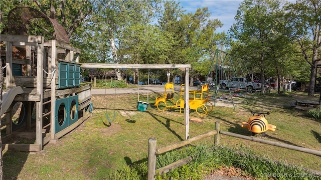 view of playground featuring a yard