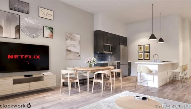 interior space with light hardwood / wood-style flooring